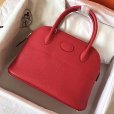 Hermes Bolide 31 Handmade Bag In Red Clemence Leather HD368SS41