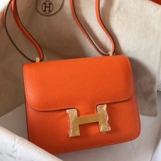 Hermes Constance 18 Handmade Bag In Orange Epsom Leather HD1544Ac56