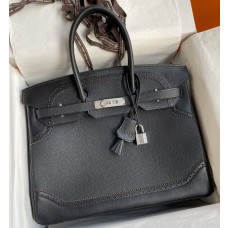 Hermes Ghillies Birkin 35cm Limited-edition Bag In Black Calfskin HD676sY95