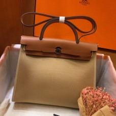 Hermes Herbag Zip 31cm Bag In Brown And Beige HD745sA83