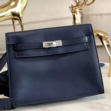 Hermes Kelly Danse Handmade Bag In Blue Swift Leather HD335sY95