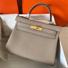 Hermes Kelly Retourne 28 Handmade Bag In Tourterelle Clemence Leather HD1257KX22