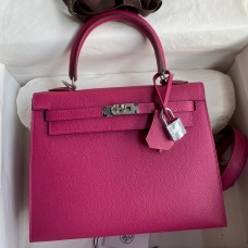 Hermes Kelly Sellier 25 Handmade Bag In Rose Purple Epsom Calfskin HD1311rN91