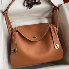 Hermes Lindy 30 Handmade Bag In Gold Evercolor Leather HD1434mU75