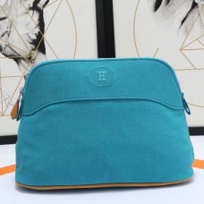 Hermes Medium Bolide Travel Case In Blue Horizon Cotton HD1493JV76