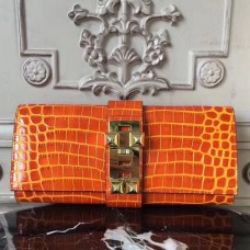 Hermes Medor Clutch Bag In Orange Crocodile Leather HD1509Av26