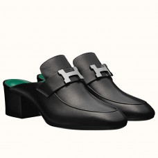 Hermes Paradis Mules In Black Calfskin HD1784vN22