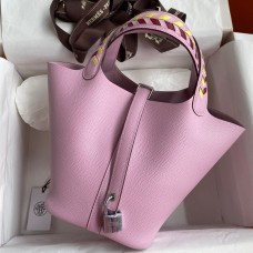 Hermes Picotin Lock 18 Tressage De Cuir Bag in Mauve Sylvestre Epsom Calfskin HD1848Mu87