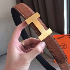 Hermes Quizz 32mm Reversible Belt In Brown Clemence Leather HD1899OR71