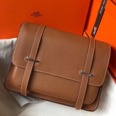 Hermes Steve 35 Messenger Bag In Brown Clemence Calfskin HD1977dX32