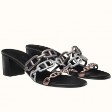 Hermes Tandem Sandals In Gold/Silver Lambskin HD1986Kv47