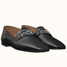 Hermes Time Loafers In Black Goatskin HD2008cE58