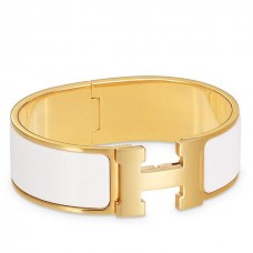 Hermes White Enamel Clic Clac H PM Bracelet HD2069mV18