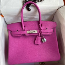 High Quality Replica Hermes Birkin 30 Retourne Handmade Bag In Magnolia Clemence Leather HD183aR54