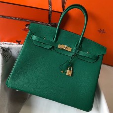 Imitation Cheap Hermes Birkin 35cm Bag In Vert Vertigo Clemence Leather GHW HD259GU35