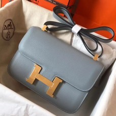 Imitation Hermes Constance 24 Handmade Bag In Blue Lin Epsom Leather HD573lL78