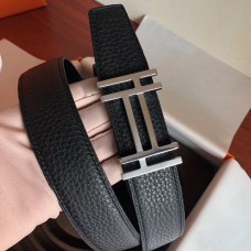 Imitation Hermes H Au Carre Belt Buckle & Black 32mm Strap HD706Za30