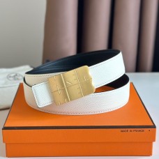 Imitation Hermes Typo Reversible Belt 32MM in White Epsom Calfskin HD2043VO34