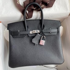 Knockoff Hermes Birkin 25 Handmade Bag In Black Epsom Calfskin HD267yK94