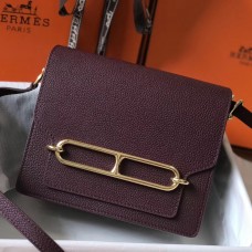 Knockoff Hermes Mini Sac Roulis 18cm Bag In Burgundy Evercolor Calfskin HD1602FI62