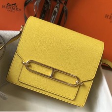 Knockoff Hermes Mini Sac Roulis 18cm Bag In Yellow Evercolor Calfskin HD1606no73