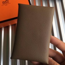 Luxury Hermes Calvi Card Holder In Taupe Epsom Leather HD407kp43