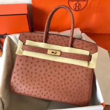 Quality Hermes Birkin 30 Handmade Bag In Brown Ostrich Skin HD384Vu63