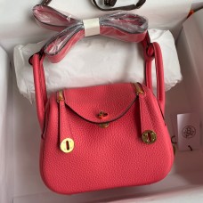 Replica AAAAA Hermes Mini Lindy Handmade Bag In Rose Lipstick Clemence Leather HD1589Xr29