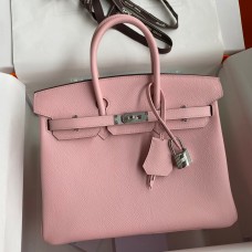 Replica Cheap Hermes Birkin 25 Retourne Handmade Bag In Rose Sakura Epsom Calfskin HD109QC68