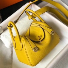 Replica Cheap Hermes Lindy Mini Bag In Yellow Clemence Leather GHW HD1473QC68