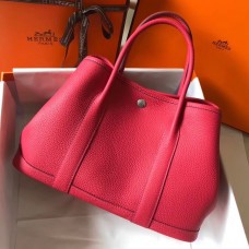 Replica Hermes Garden Party 30 Bag In Rose Red Taurillon Leather HD646Va47