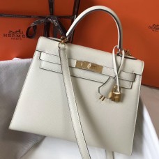 Replica Hermes Kelly 28cm Bag In White Epsom Leather GHW HD952zr53