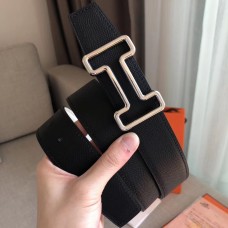 Replica Hermes Tonight 38MM Reversible Belt In Black/White Epsom Leather HD2010Va47