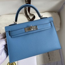 Top Hermes Kelly Mini II Sellier Handmade Bag In Blue Paradise Epsom Calfskin HD1106He97